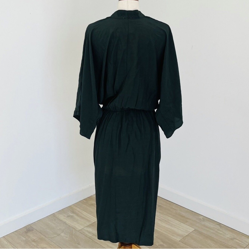 SHEIKE Fortress Olive Green Kimono Sleeve Draped Wedding Evening Midi Dress - Picture 6 of 15